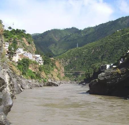 Alaknanda river and valley view